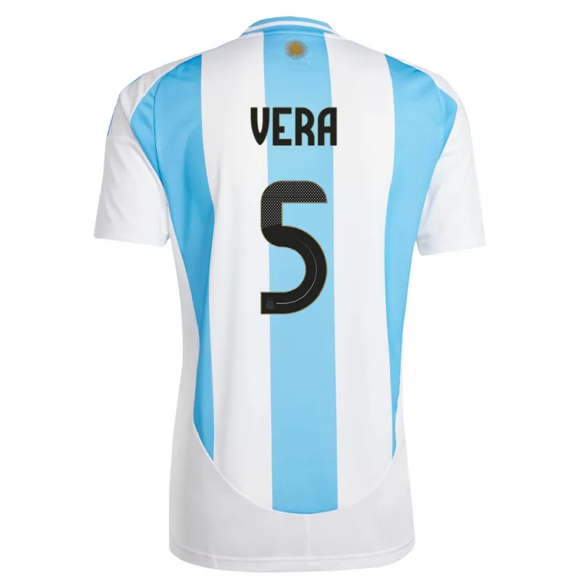 Danxen Bambino Maglia Argentina Fausto Vera #5 Bianco Blu Kit Gara Home 24-26 Maglietta