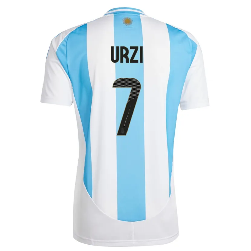 Danxen Bambino Maglia Argentina Agustin Urzi #7 Bianco Blu Kit Gara Home 24-26 Maglietta