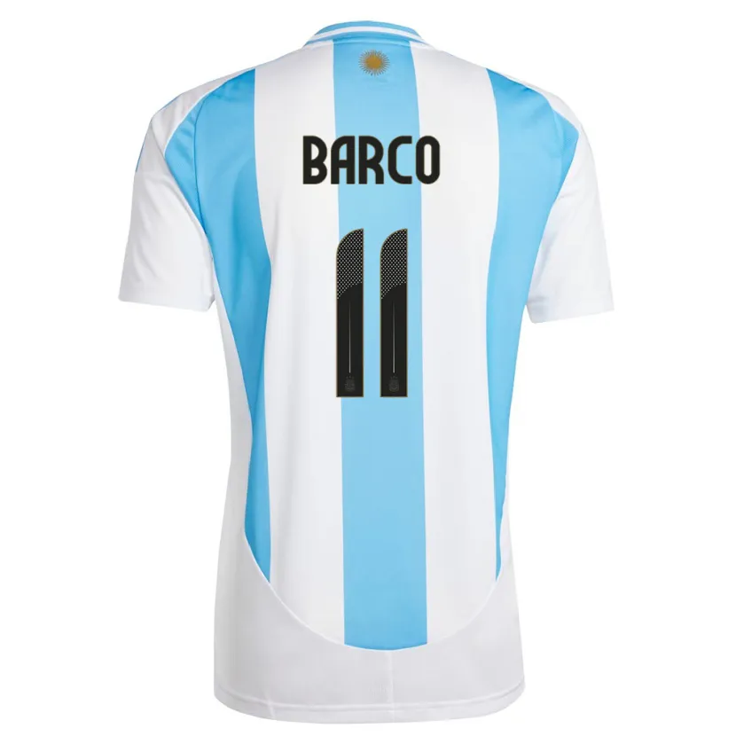 Danxen Bambino Maglia Argentina Ezequiel Barco #11 Bianco Blu Kit Gara Home 24-26 Maglietta