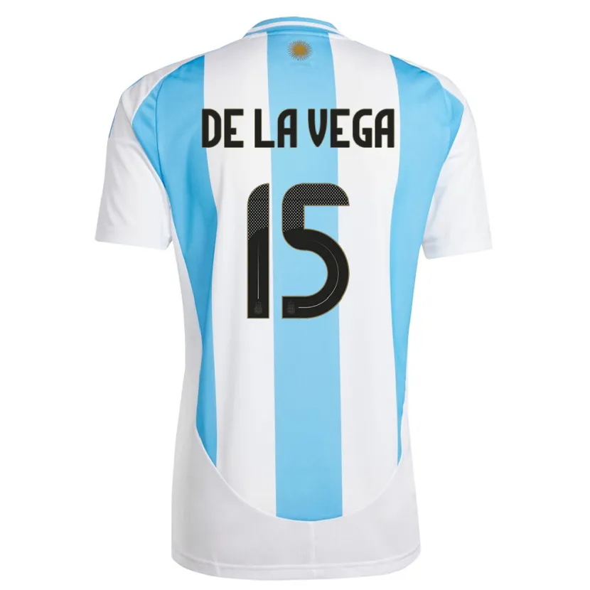 Danxen Bambino Maglia Argentina Pedro De La Vega #15 Bianco Blu Kit Gara Home 24-26 Maglietta