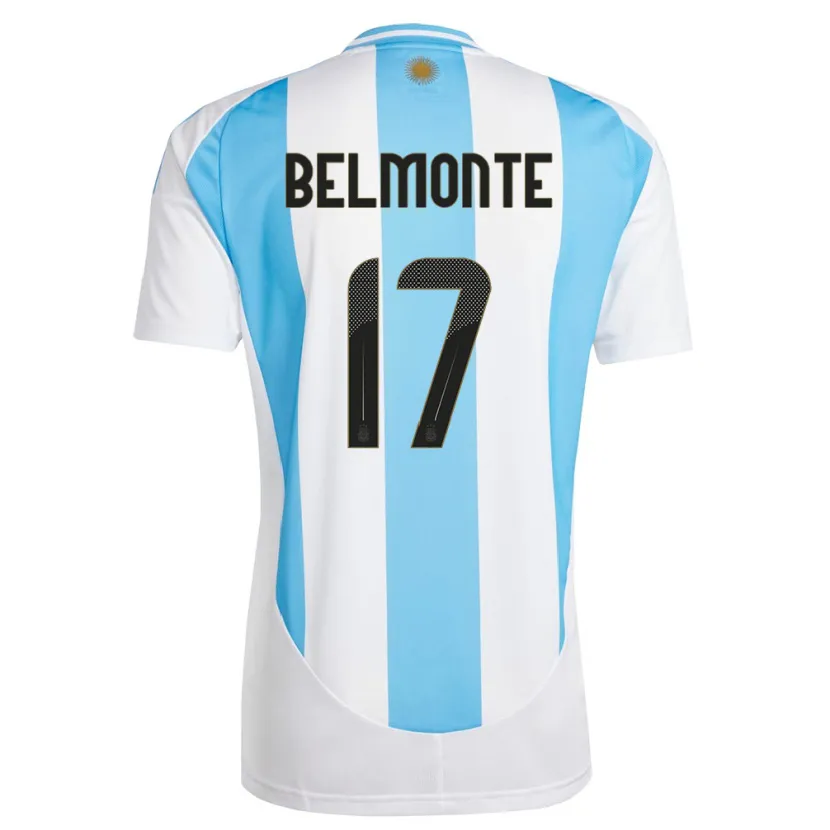 Danxen Bambino Maglia Argentina Tomas Belmonte #17 Bianco Blu Kit Gara Home 24-26 Maglietta
