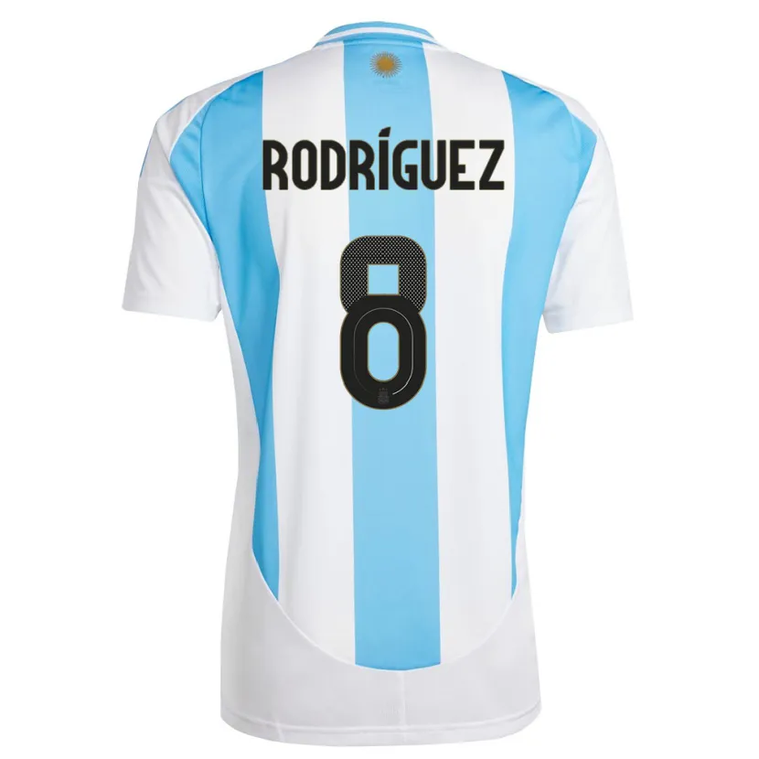 Danxen Bambino Maglia Argentina Agustin Rodriguez #8 Bianco Blu Kit Gara Home 24-26 Maglietta