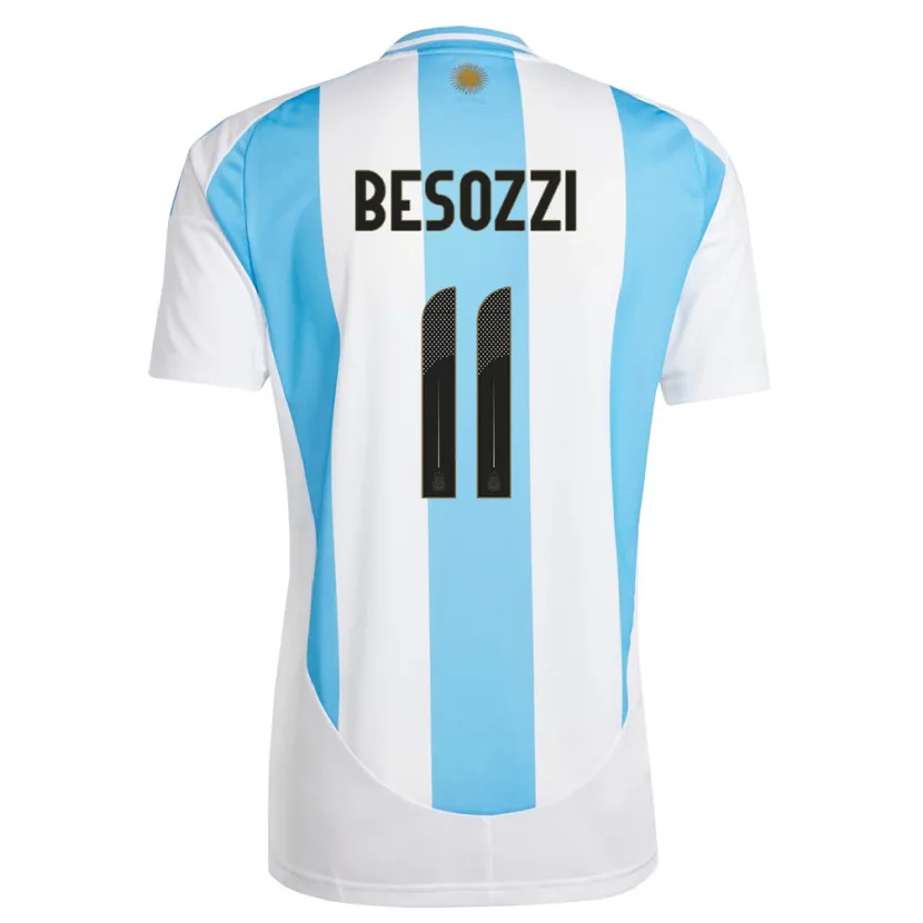 Danxen Bambino Maglia Argentina Lucas Besozzi #11 Bianco Blu Kit Gara Home 24-26 Maglietta