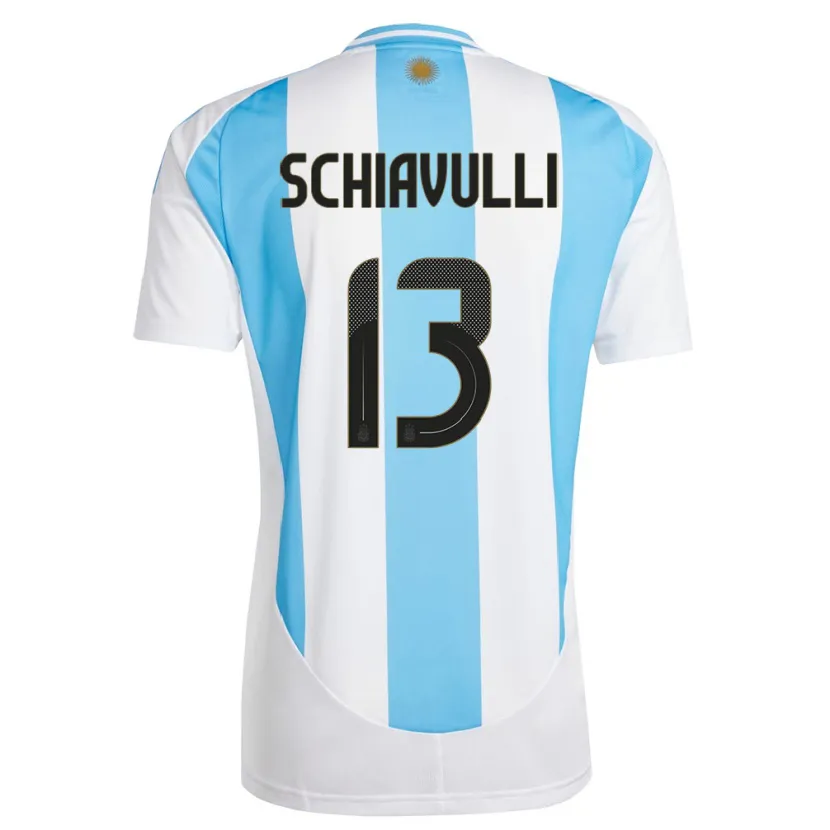Danxen Bambino Maglia Argentina Thiago Schiavulli #13 Bianco Blu Kit Gara Home 24-26 Maglietta