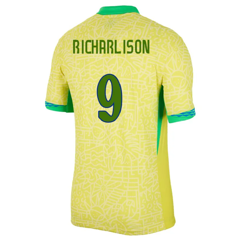 Danxen Bambino Maglia Brasile Richarlison #9 Giallo Kit Gara Home 24-26 Maglietta