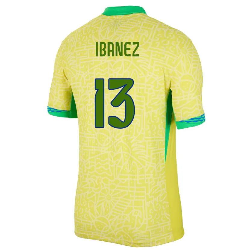 Danxen Bambino Maglia Brasile Roger Ibanez #13 Giallo Kit Gara Home 24-26 Maglietta