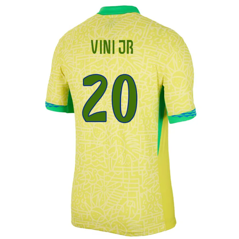 Danxen Bambino Maglia Brasile Vinicius Junior #20 Giallo Kit Gara Home 24-26 Maglietta