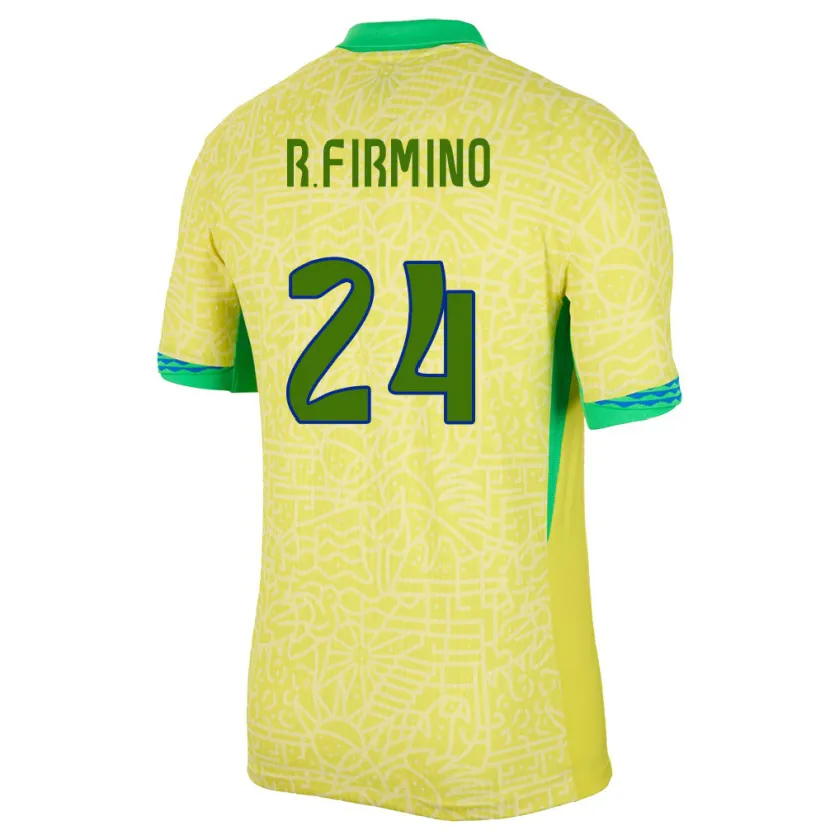 Danxen Bambino Maglia Brasile Roberto Firmino #24 Giallo Kit Gara Home 24-26 Maglietta