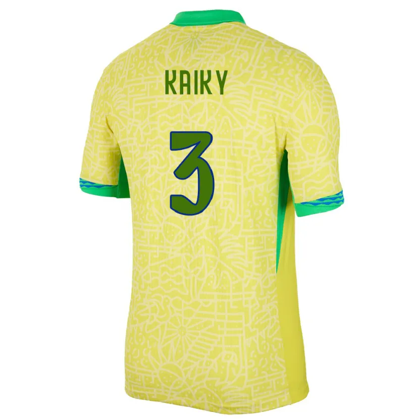 Danxen Bambino Maglia Brasile Kaiky #3 Giallo Kit Gara Home 24-26 Maglietta