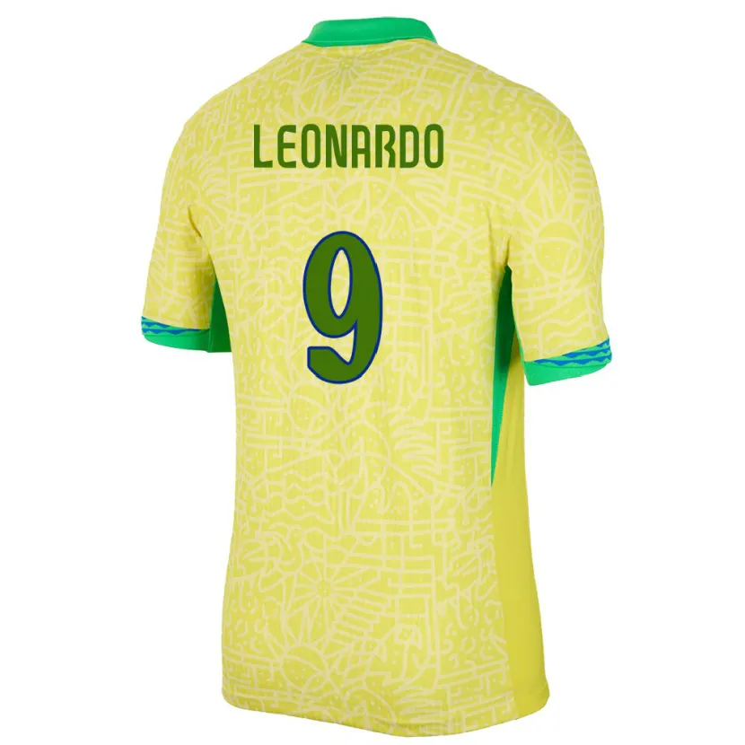 Danxen Bambino Maglia Brasile Marcos Leonardo #9 Giallo Kit Gara Home 24-26 Maglietta