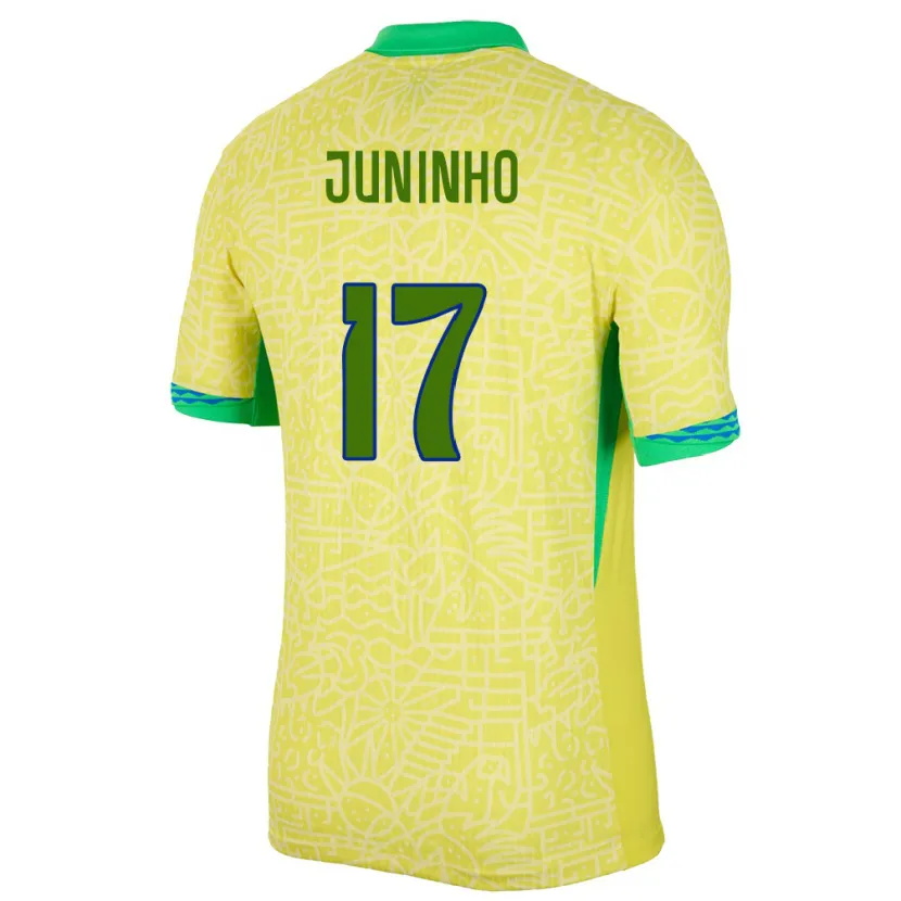 Danxen Bambino Maglia Brasile Juninho #17 Giallo Kit Gara Home 24-26 Maglietta