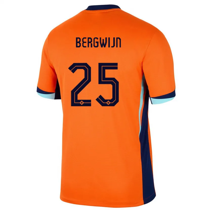 Danxen Bambino Maglia Paesi Bassi Steven Bergwijn #25 Arancia Kit Gara Home 24-26 Maglietta