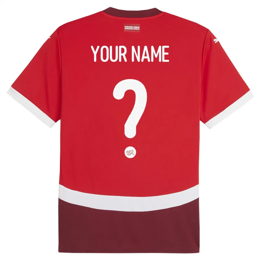 Danxen Bambino Maglia Svizzera Il Tuo Nome #0 Rosso Kit Gara Home 24-26 Maglietta