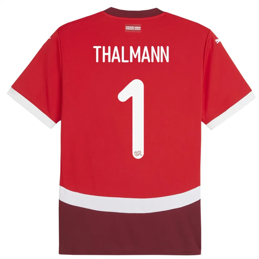 Danxen Bambino Maglia Svizzera Gaelle Thalmann #1 Rosso Kit Gara Home 24-26 Maglietta