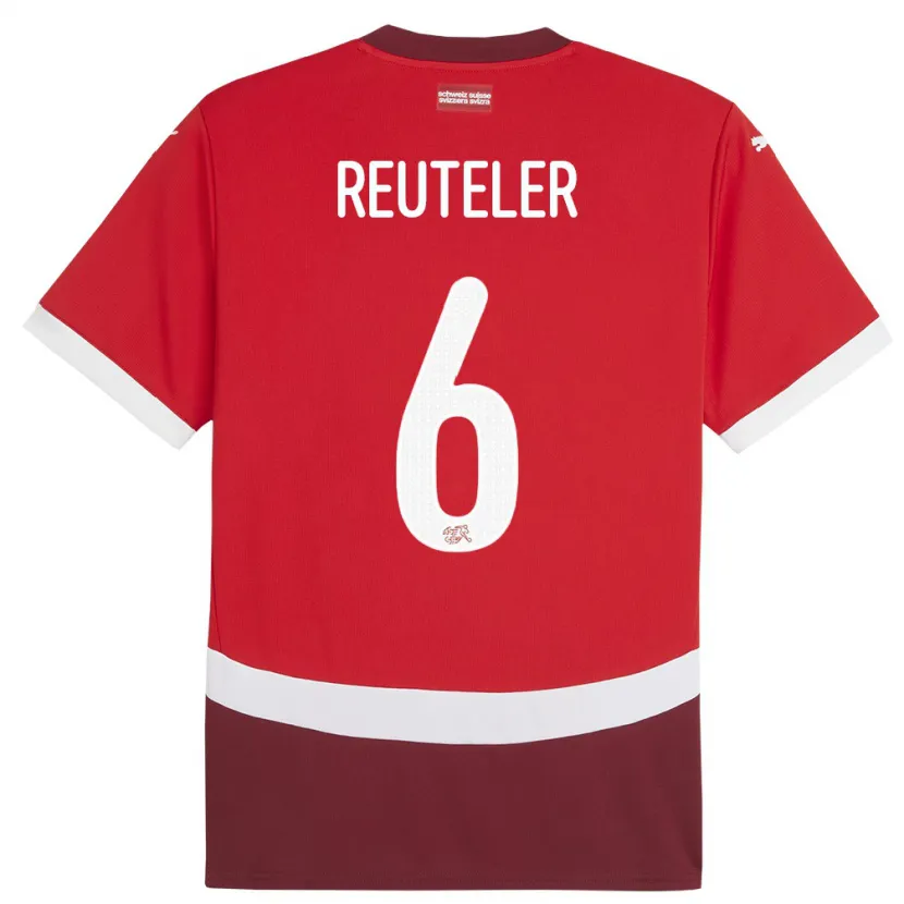 Danxen Bambino Maglia Svizzera Geraldine Reuteler #6 Rosso Kit Gara Home 24-26 Maglietta