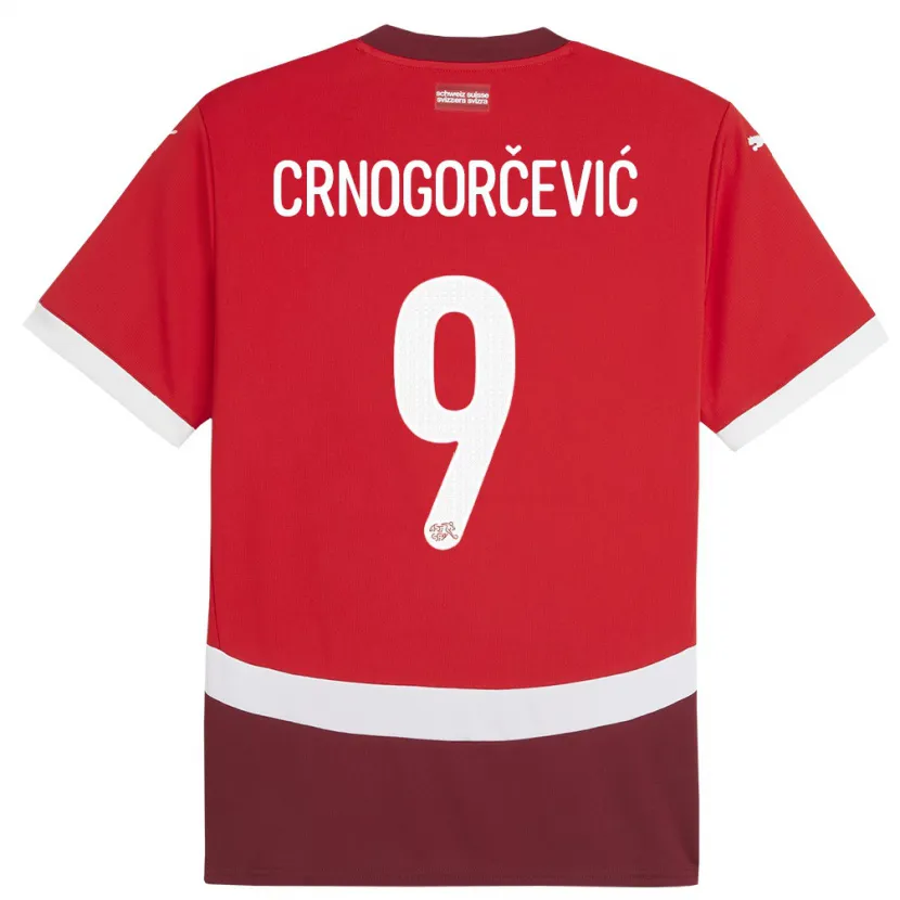 Danxen Bambino Maglia Svizzera Ana Maria Crnogorcevic #9 Rosso Kit Gara Home 24-26 Maglietta
