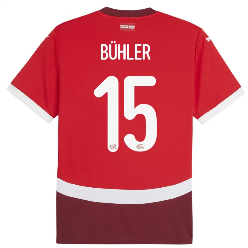 Danxen Bambino Maglia Svizzera Luana Buhler #15 Rosso Kit Gara Home 24-26 Maglietta