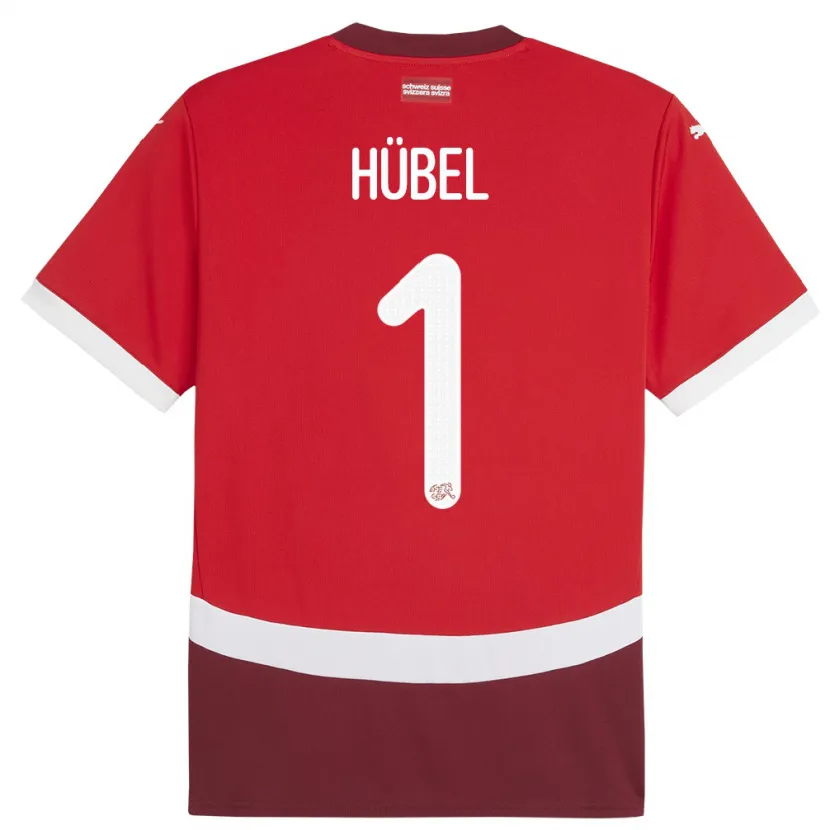 Danxen Bambino Maglia Svizzera Marvin Hubel #1 Rosso Kit Gara Home 24-26 Maglietta