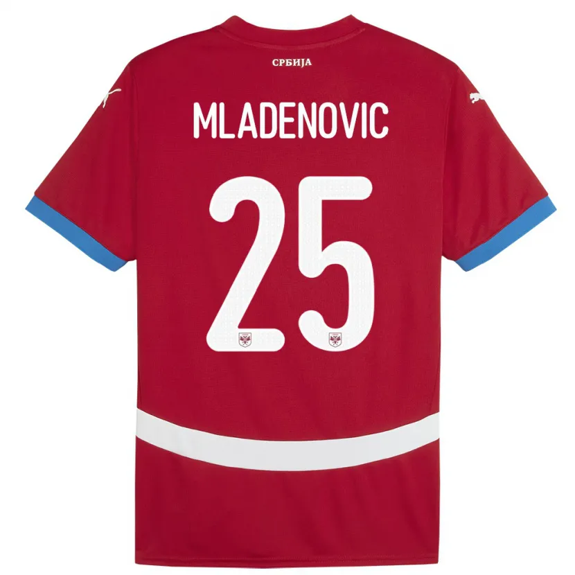 Danxen Bambino Maglia Serbia Filip Mladenovic #25 Rosso Kit Gara Home 24-26 Maglietta