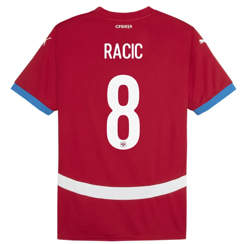 Danxen Bambino Maglia Serbia Uros Racic #8 Rosso Kit Gara Home 24-26 Maglietta