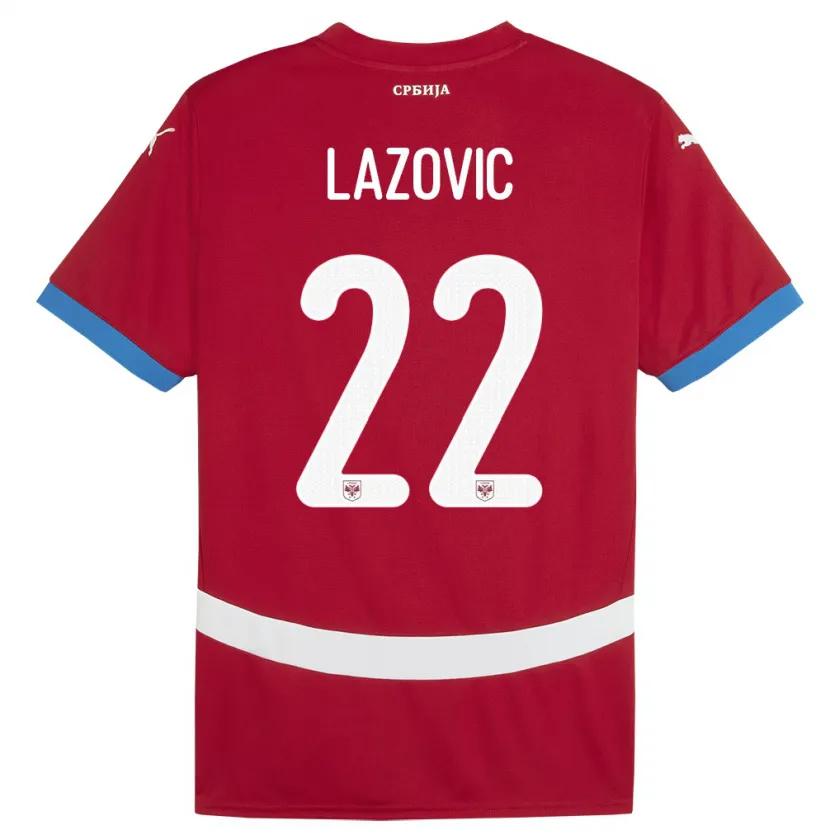 Danxen Bambino Maglia Serbia Darko Lazovic #22 Rosso Kit Gara Home 24-26 Maglietta