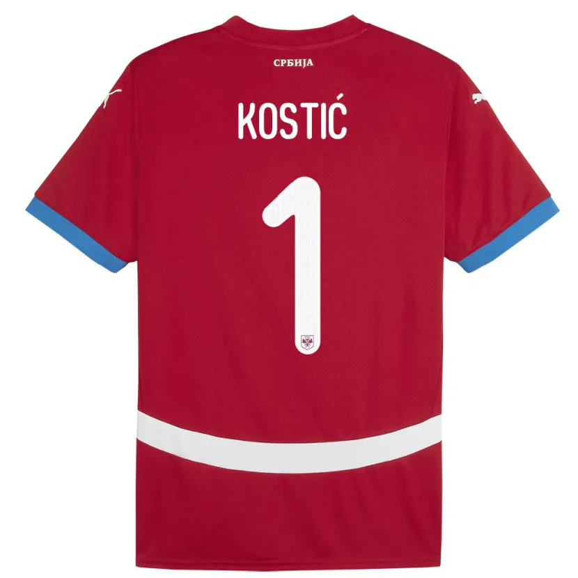 Danxen Bambino Maglia Serbia Milica Kostic #1 Rosso Kit Gara Home 24-26 Maglietta