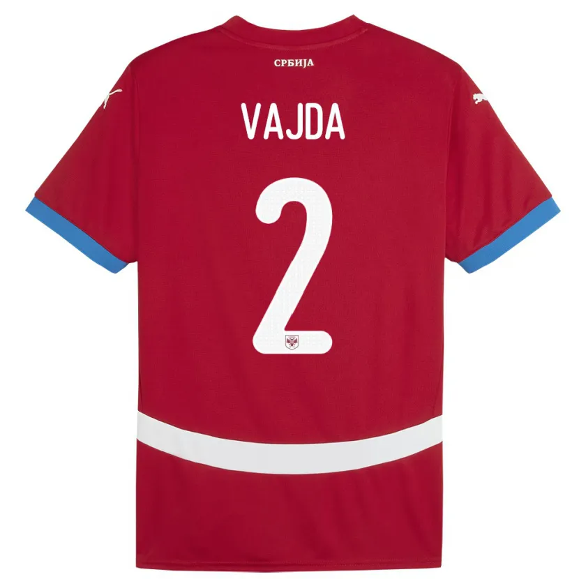 Danxen Bambino Maglia Serbia Orsoja Vajda #2 Rosso Kit Gara Home 24-26 Maglietta
