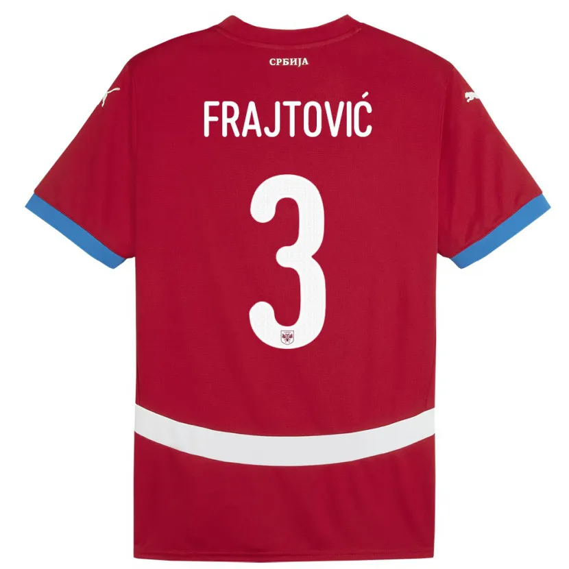 Danxen Bambino Maglia Serbia Andela Frajtovic #3 Rosso Kit Gara Home 24-26 Maglietta