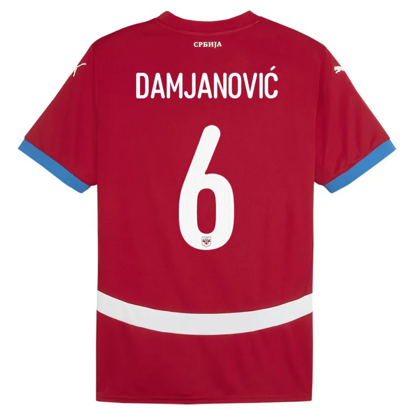 Danxen Bambino Maglia Serbia Nevena Damjanovic #6 Rosso Kit Gara Home 24-26 Maglietta