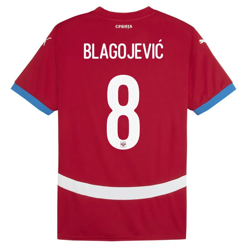 Danxen Bambino Maglia Serbia Dina Blagojevic #8 Rosso Kit Gara Home 24-26 Maglietta