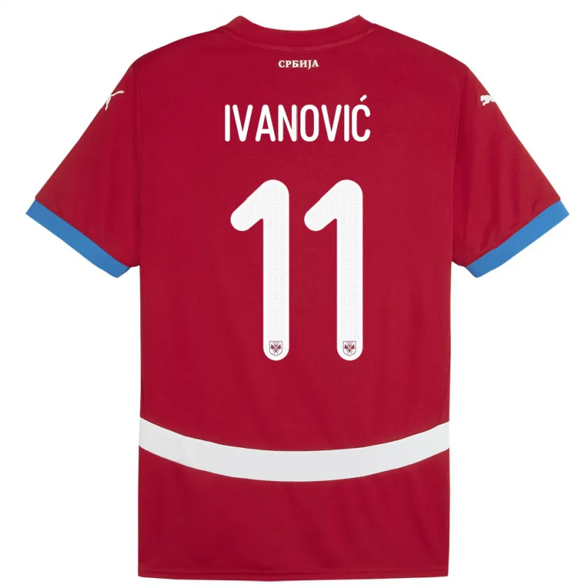 Danxen Bambino Maglia Serbia Miljana Ivanovic #11 Rosso Kit Gara Home 24-26 Maglietta