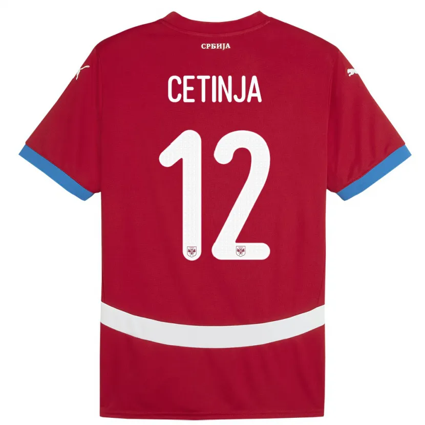 Danxen Bambino Maglia Serbia Sara Cetinja #12 Rosso Kit Gara Home 24-26 Maglietta
