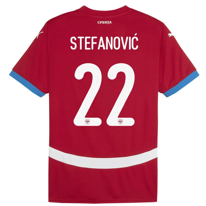Danxen Bambino Maglia Serbia Dejana Stefanovic #22 Rosso Kit Gara Home 24-26 Maglietta