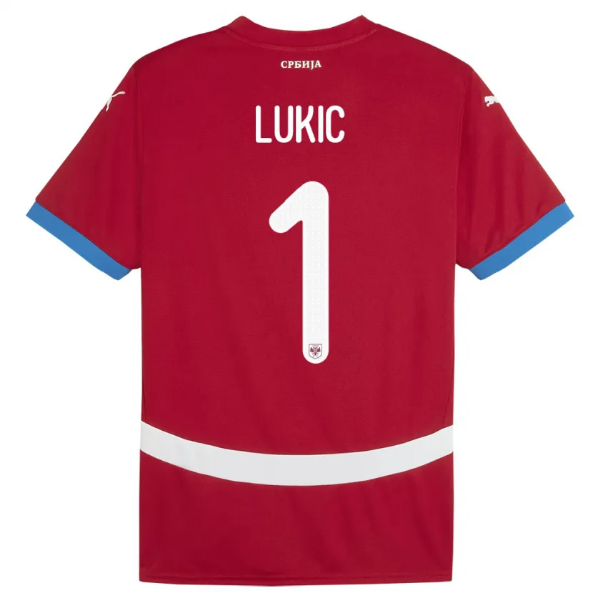 Danxen Bambino Maglia Serbia Ognjen Lukic #1 Rosso Kit Gara Home 24-26 Maglietta
