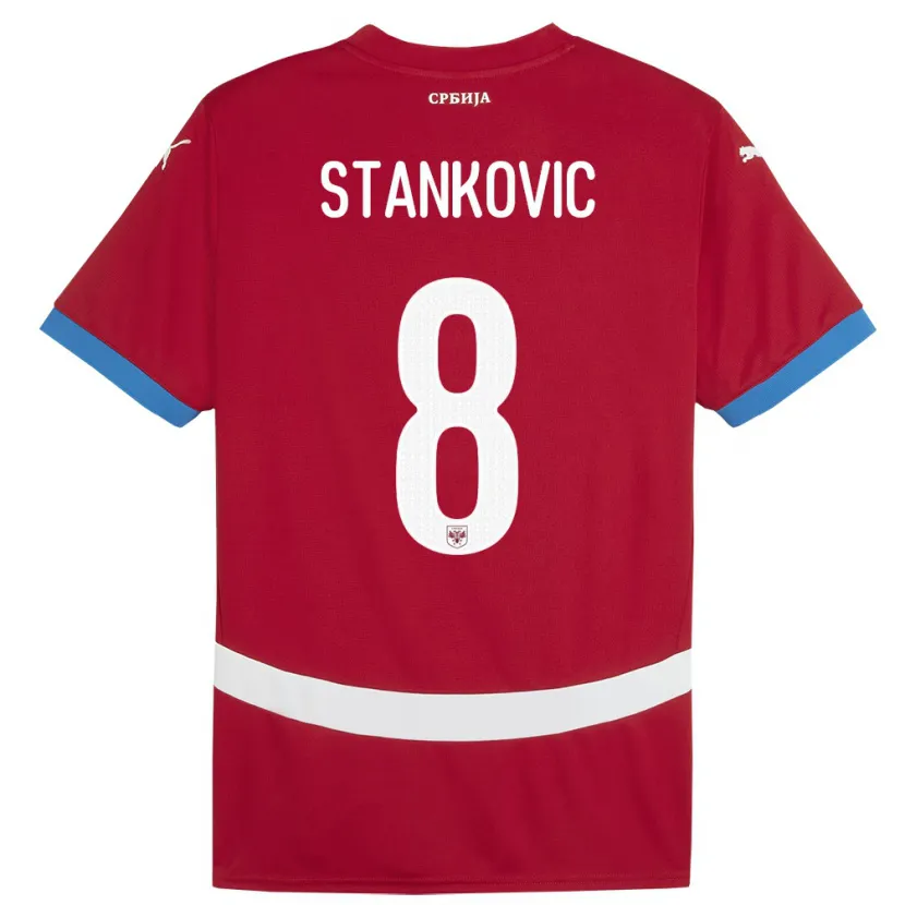 Danxen Bambino Maglia Serbia Nikola Stankovic #8 Rosso Kit Gara Home 24-26 Maglietta
