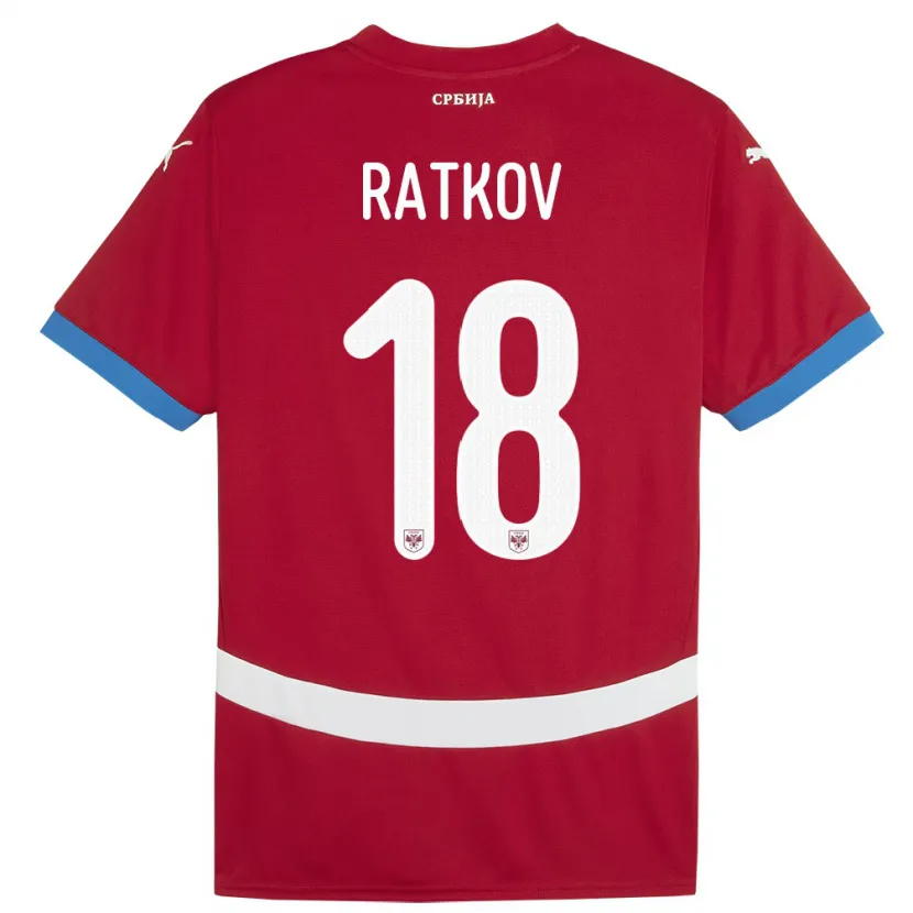 Danxen Bambino Maglia Serbia Petar Ratkov #18 Rosso Kit Gara Home 24-26 Maglietta