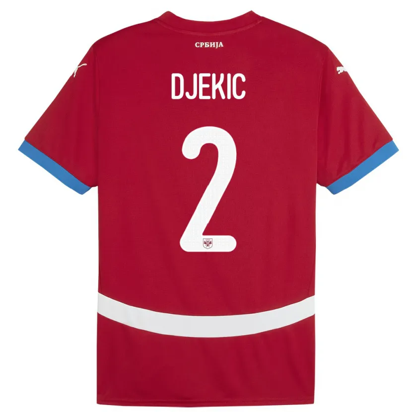 Danxen Bambino Maglia Serbia Djuro Giulio Djekic #2 Rosso Kit Gara Home 24-26 Maglietta