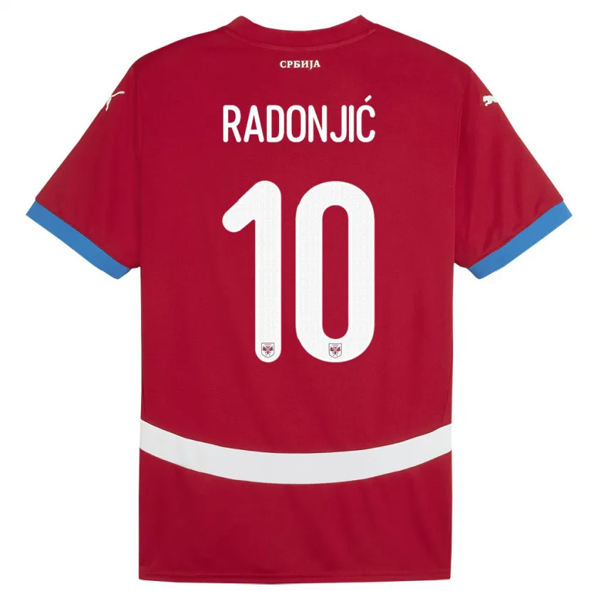Danxen Bambino Maglia Serbia Mateja Radonjic #10 Rosso Kit Gara Home 24-26 Maglietta