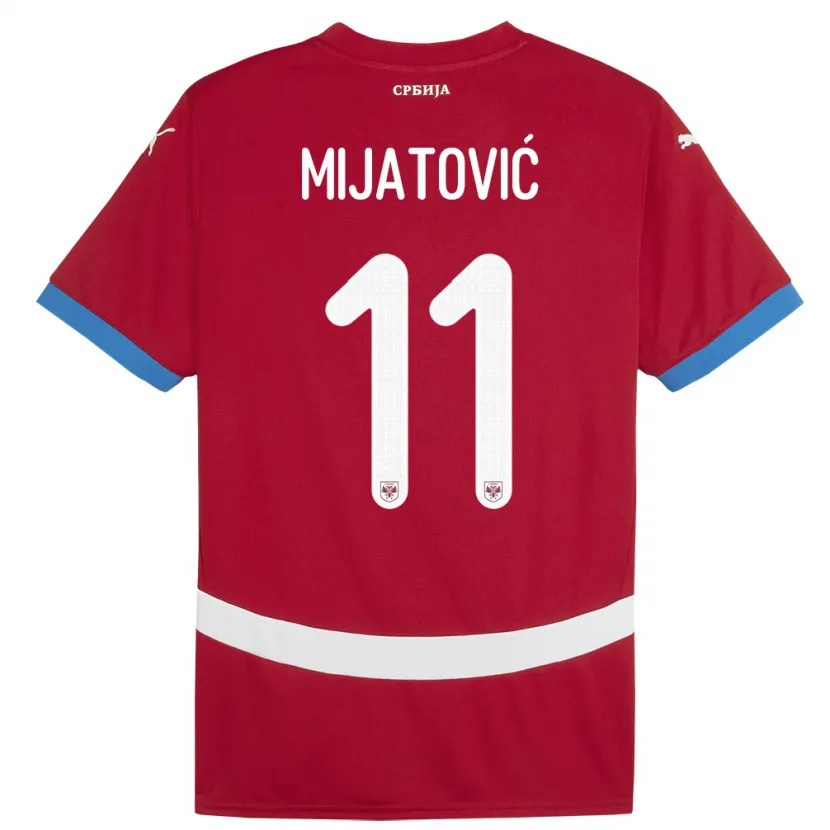 Danxen Bambino Maglia Serbia Jovan Mijatovic #11 Rosso Kit Gara Home 24-26 Maglietta