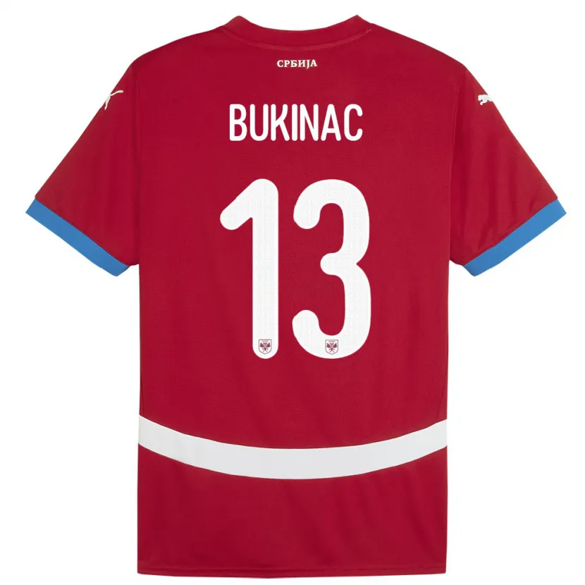 Danxen Bambino Maglia Serbia Stefan Bukinac #13 Rosso Kit Gara Home 24-26 Maglietta