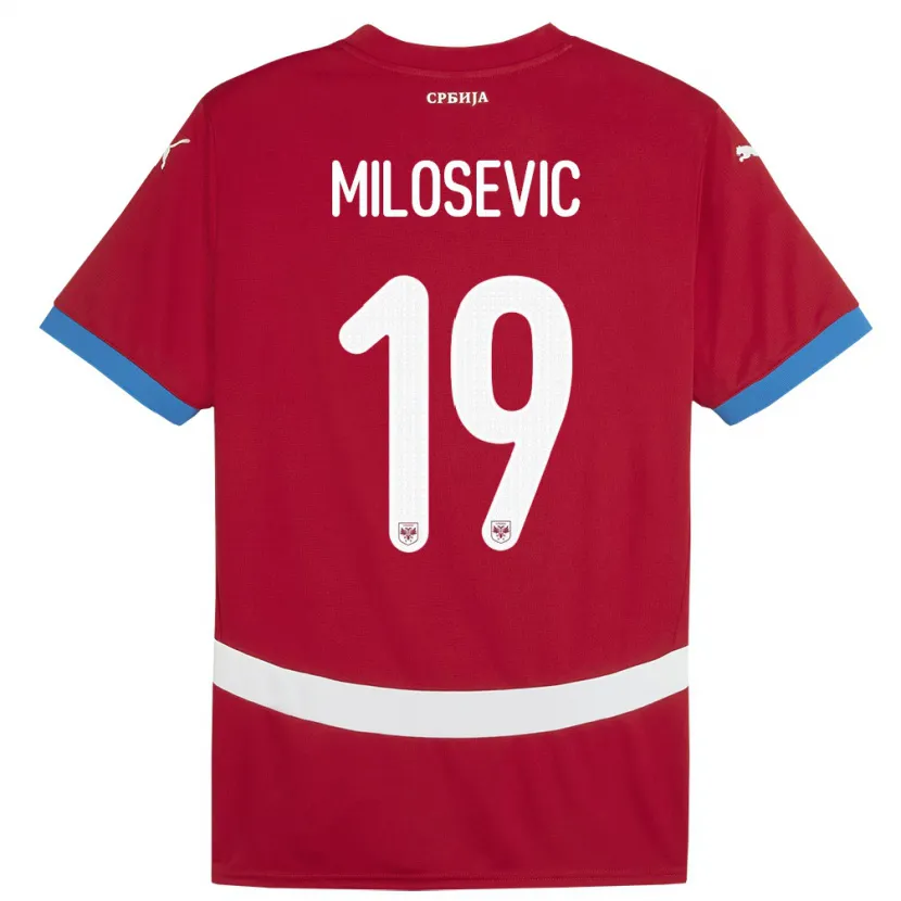 Danxen Bambino Maglia Serbia Jovan Milosevic #19 Rosso Kit Gara Home 24-26 Maglietta
