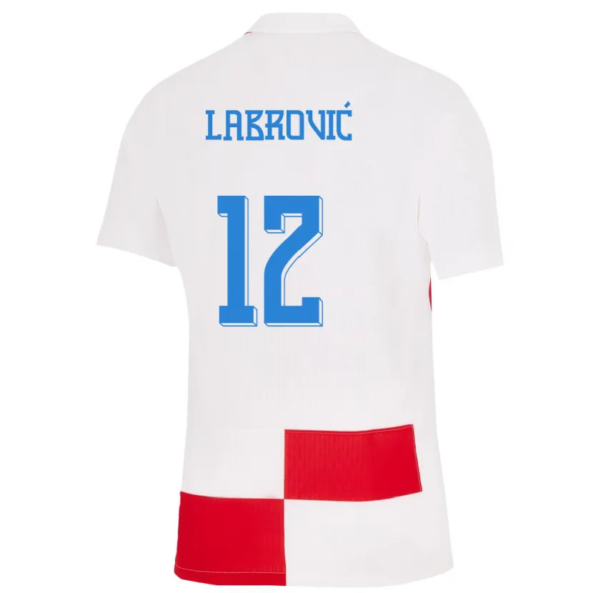 Danxen Bambino Maglia Croazia Nediljko Labrovic #12 Bianco Rosso Kit Gara Home 24-26 Maglietta