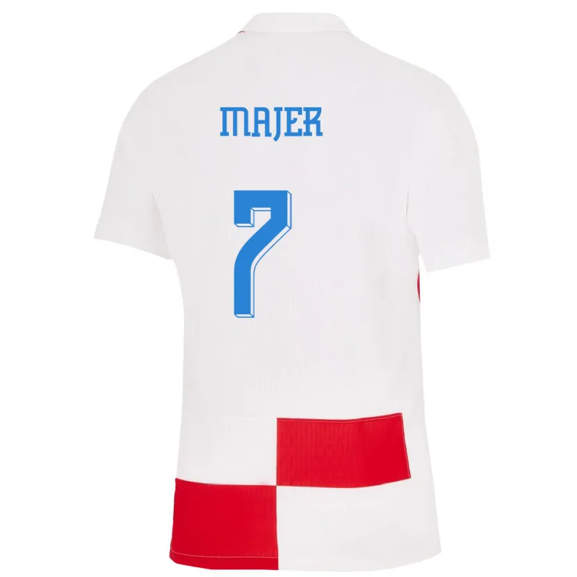 Danxen Bambino Maglia Croazia Lovro Majer #7 Bianco Rosso Kit Gara Home 24-26 Maglietta