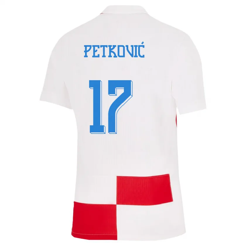 Danxen Bambino Maglia Croazia Bruno Petkovic #17 Bianco Rosso Kit Gara Home 24-26 Maglietta