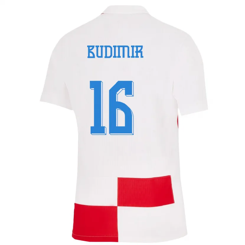 Danxen Bambino Maglia Croazia Ante Budimir #16 Bianco Rosso Kit Gara Home 24-26 Maglietta