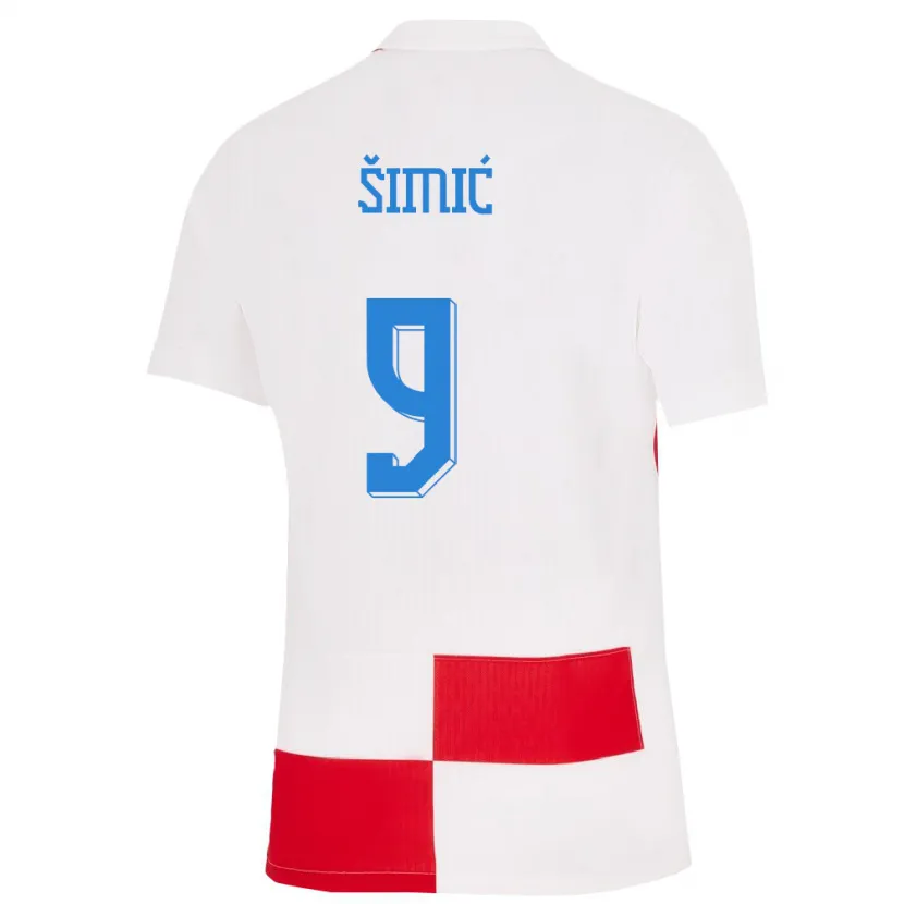 Danxen Bambino Maglia Croazia Roko Simic #9 Bianco Rosso Kit Gara Home 24-26 Maglietta