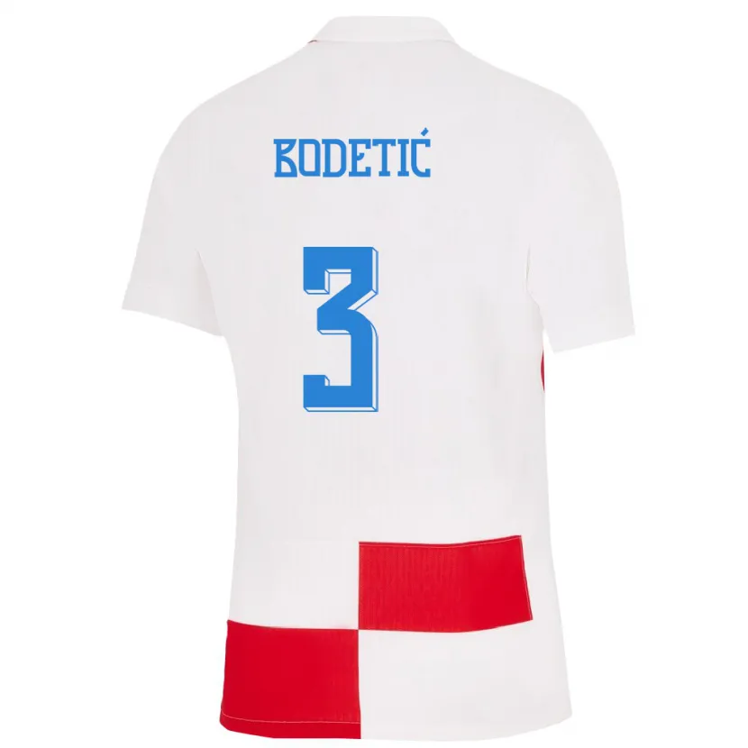 Danxen Bambino Maglia Croazia Noel Bodetic #3 Bianco Rosso Kit Gara Home 24-26 Maglietta