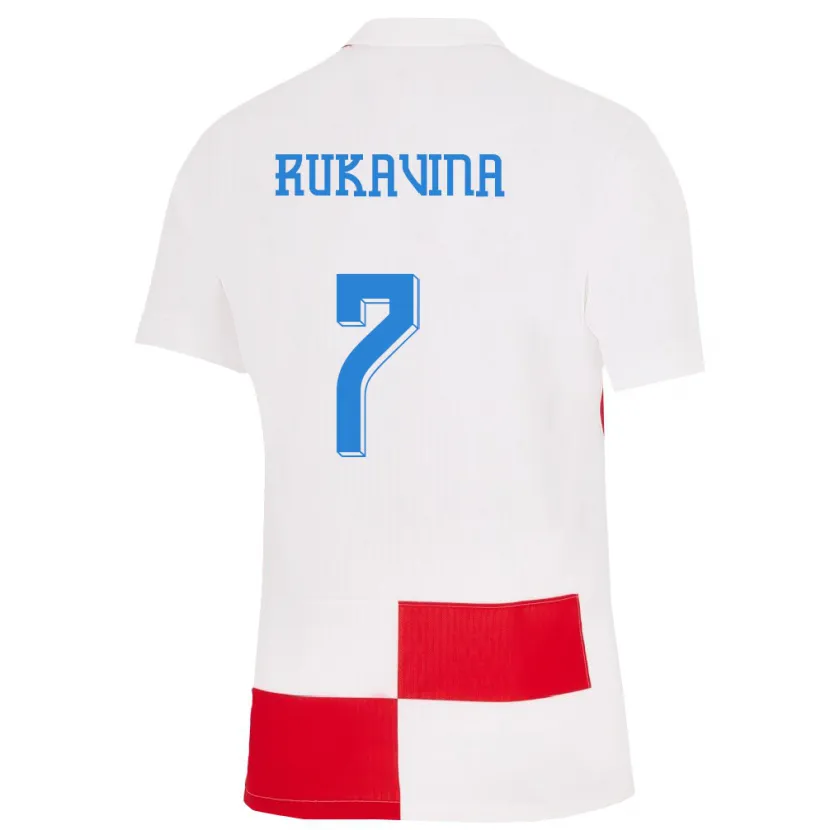 Danxen Bambino Maglia Croazia Gabriel Rukavina #7 Bianco Rosso Kit Gara Home 24-26 Maglietta