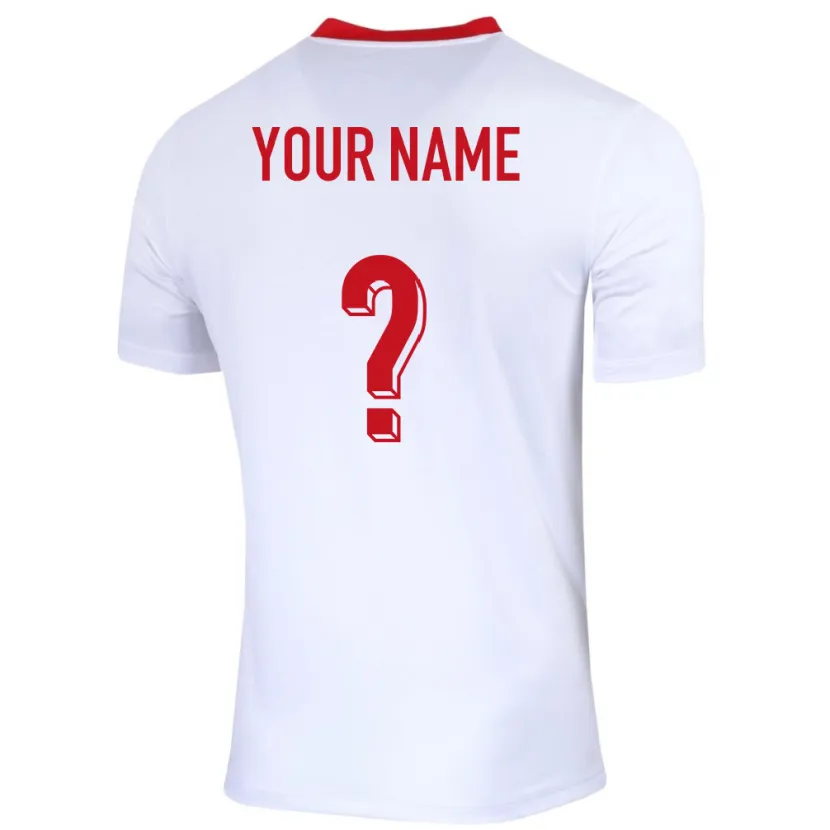 Danxen Bambino Maglia Polonia Il Tuo Nome #0 Bianco Kit Gara Home 24-26 Maglietta