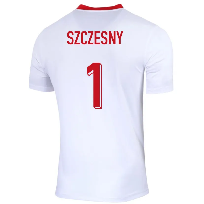 Danxen Bambino Maglia Polonia Wojciech Szczesny #1 Bianco Kit Gara Home 24-26 Maglietta